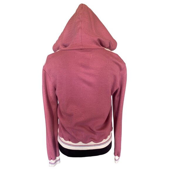 80s Vtg Track & Court Womens Retro Hooded Zip-Up Jacket Acrylic Knit Pink Size S - Picture 2 of 12